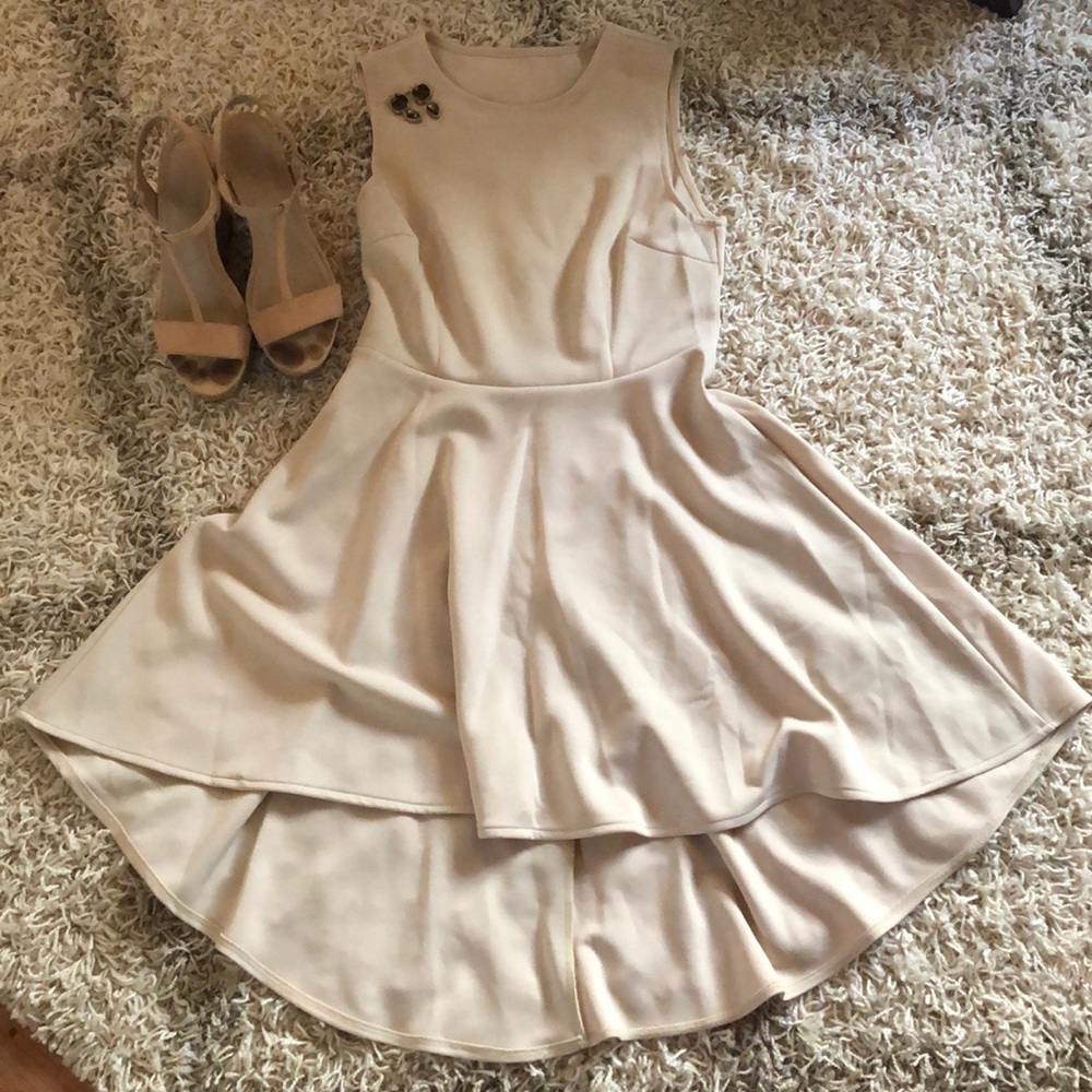 Nude High/Low Mini Dress